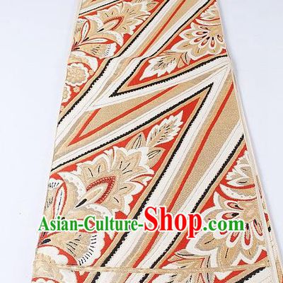 Japanese Kimono Accessories Classical Pattern Beige Belt Asian Japan Traditional Ceremony Yukata Waistband for Women