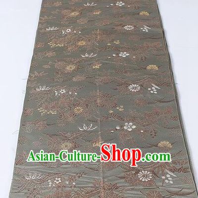 Japanese Kimono Accessories Classical Bamboo Leaf Pattern Grey Belt Asian Japan Traditional Ceremony Yukata Waistband for Women