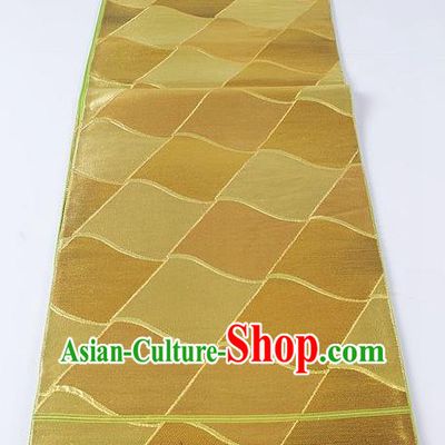 Japanese Kimono Accessories Classical Rhombus Pattern Golden Belt Asian Japan Traditional Ceremony Yukata Waistband for Women