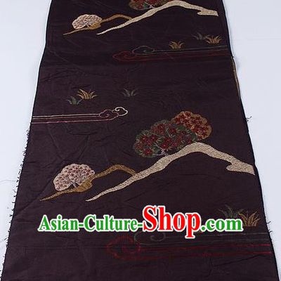 Japanese Kimono Accessories Classical Maple Pattern Purple Belt Asian Japan Traditional Ceremony Yukata Waistband for Women