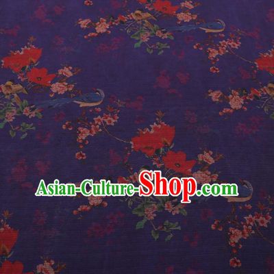 Traditional Chinese Classical Wintersweet Pattern Design Purple Gambiered Guangdong Gauze Asian Brocade Silk Fabric