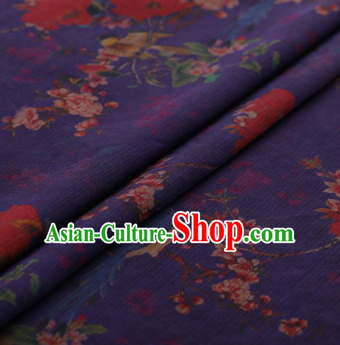 Traditional Chinese Classical Wintersweet Pattern Design Purple Gambiered Guangdong Gauze Asian Brocade Silk Fabric Traditional Chinese Classical Wintersweet Pattern Design Purple Gambiered Guangdong Gauze Asian Brocade Silk Fabric