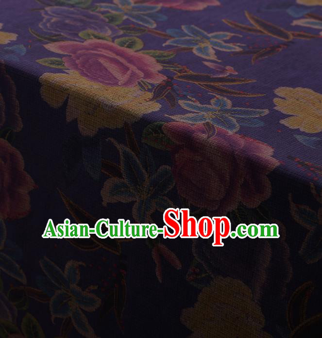 Traditional Chinese Classical Peony Pattern Design Purple Gambiered Guangdong Gauze Asian Brocade Silk Fabric Traditional Chinese Classical Peony Pattern Design Purple Gambiered Guangdong Gauze Asian Brocade Silk Fabric