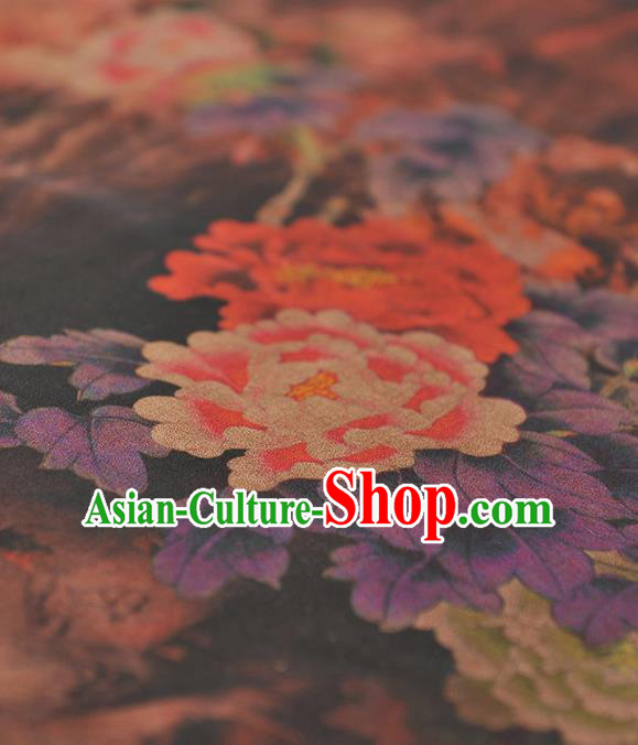 Chinese Traditional Classical Peony Flowers Pattern Design Gambiered Guangdong Gauze Asian Brocade Silk Fabric Chinese Traditional Classical Peony Flowers Pattern Design Gambiered Guangdong Gauze Asian Brocade Silk Fabric