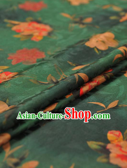 Chinese Traditional Classical Peony Pattern Design Green Gambiered Guangdong Gauze Asian Brocade Silk Fabric Chinese Traditional Classical Peony Pattern Design Green Gambiered Guangdong Gauze Asian Brocade Silk Fabric
