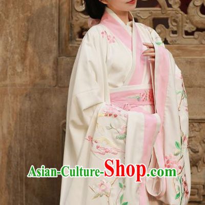 Chinese Ancient Han Dynasty Court Princess Hanfu Dress Traditional Imperial Consort Embroidered Replica Costume for Women
