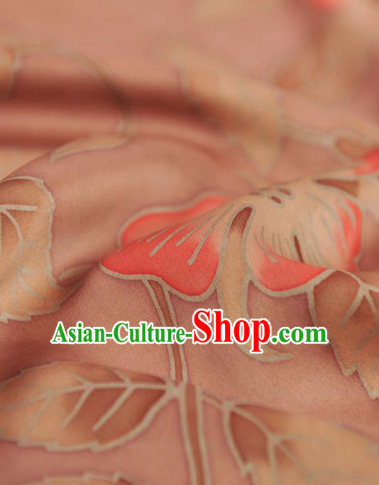 Chinese Traditional Classical Pattern Design Pink Gambiered Guangdong Gauze Asian Brocade Silk Fabric