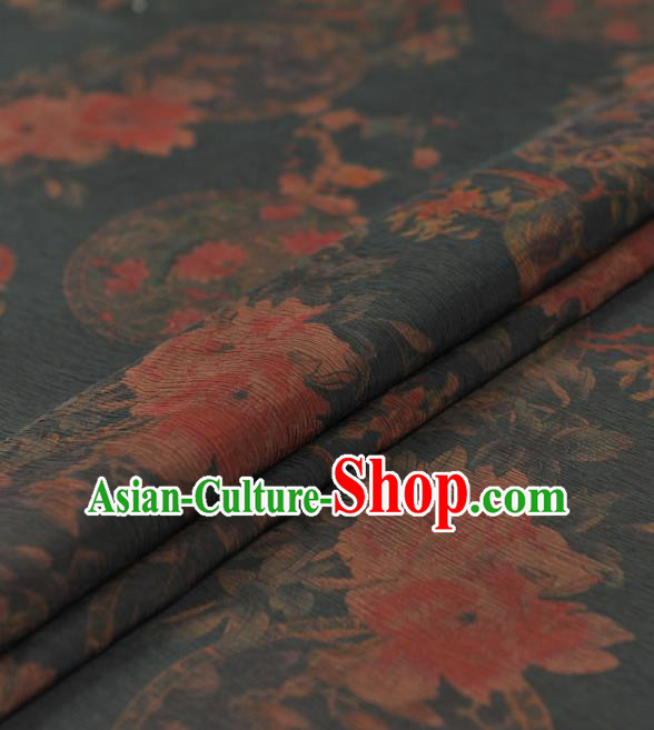 Chinese Traditional Classical Birds Pattern Design Navy Gambiered Guangdong Gauze Asian Brocade Silk Fabric Chinese Traditional Classical Birds Pattern Design Navy Gambiered Guangdong Gauze Asian Brocade Silk Fabric