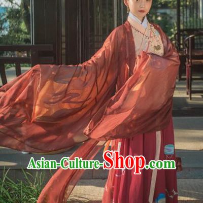 Chinese Ancient Jin Dynasty Court Princess Hanfu Dress Traditional Palace Embroidered Replica Costume for Women