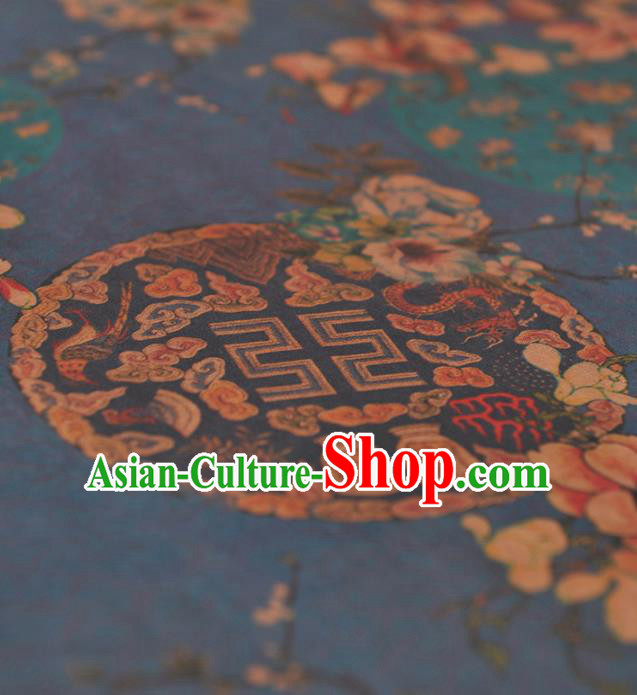 Chinese Traditional Dragon Phoenix Pattern Design Navy Gambiered Guangdong Gauze Asian Brocade Silk Fabric Chinese Traditional Dragon Phoenix Pattern Design Navy Gambiered Guangdong Gauze Asian Brocade Silk Fabric