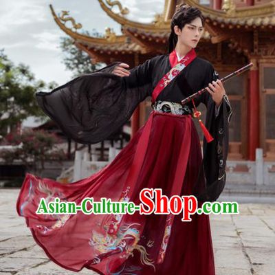 Chinese Traditional Wedding Hanfu Clothing Ancient Jin Dynasty Crown Prince Embroidered Historical Costume for Men