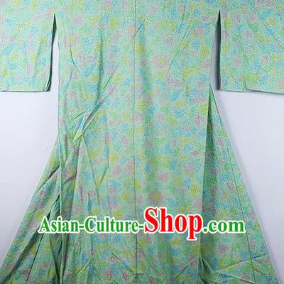 Asian Japanese Ceremony Classical Pattern Green Kimono Traditional Japan National Yukata Costume for Men