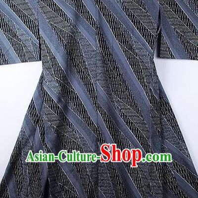 Asian Japanese Ceremony Classical Pattern Grey Kimono Traditional Japan National Yukata Costume for Men