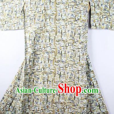 Asian Japanese Ceremony Printing White Kimono Traditional Japan National Yukata Costume for Men