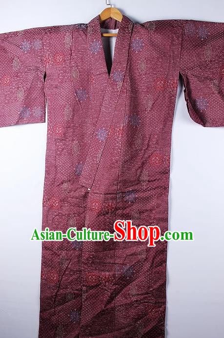 Asian Japanese Ceremony Printing Purple Kimono Traditional Japan National Yukata Costume for Men Asian Japanese Ceremony Printing Purple Kimono Traditional Japan National Yukata Costume for Men