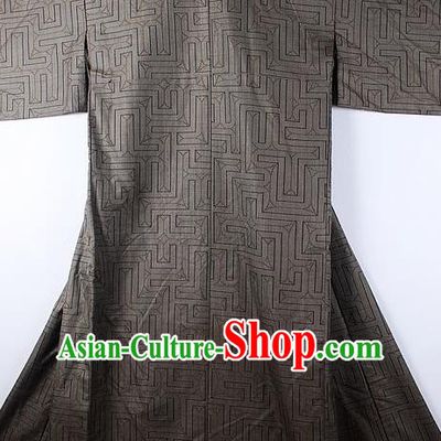 Asian Japanese Ceremony Printing Grey Kimono Traditional Japan National Yukata Costume for Men
