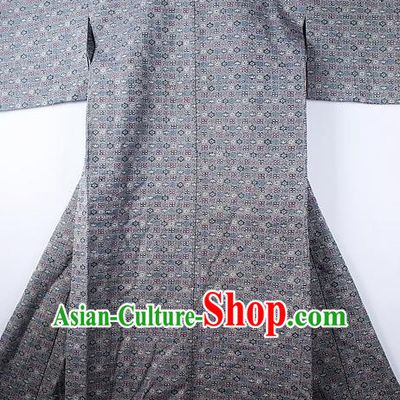 Asian Japanese Ceremony Clothing Classical Pattern Grey Kimono Traditional Japan National Yukata Costume for Men