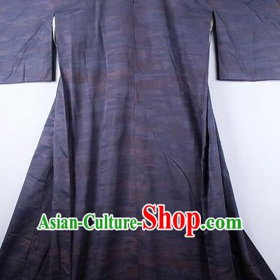 Asian Japanese Ceremony Clothing Classical Pattern Dark Purple Kimono Traditional Japan National Yukata Costume for Men
