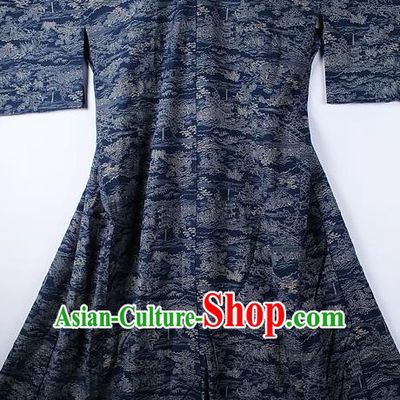 Asian Japanese Ceremony Clothing Printing Navy Kimono Traditional Japan National Yukata Costume for Men