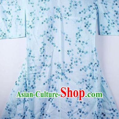 Asian Japanese Ceremony Clothing Printing Blue Sakura Kimono Traditional Japan National Yukata Costume for Men