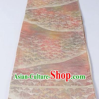Asian Japanese Yukata Accessories Classical Pattern Pink Brocade Belt Japan Traditional Kimono Waistband for Women