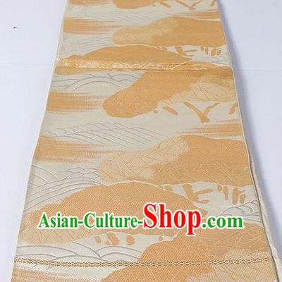 Asian Japanese Yukata Accessories Classical Pattern Golden Brocade Belt Japan Traditional Kimono Waistband for Women