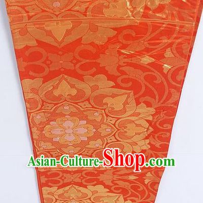 Asian Japanese Yukata Accessories Classical Pattern Red Brocade Belt Japan Traditional Kimono Waistband for Women