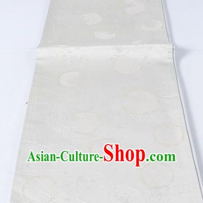 Asian Japanese Yukata Accessories Classical Pattern White Brocade Belt Japan Traditional Kimono Waistband for Women