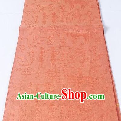 Asian Japanese Yukata Accessories Classical Pattern Pink Brocade Belt Japan Traditional Kimono Waistband for Women