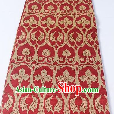 Asian Japanese Yukata Accessories Classical Pattern Wine Red Brocade Belt Japan Traditional Kimono Waistband for Women