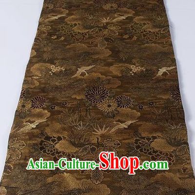 Asian Japanese Accessories Yukata Classical Chrysanthemum Peony Pattern Brown Brocade Belt Japan Traditional Kimono Waistband for Women