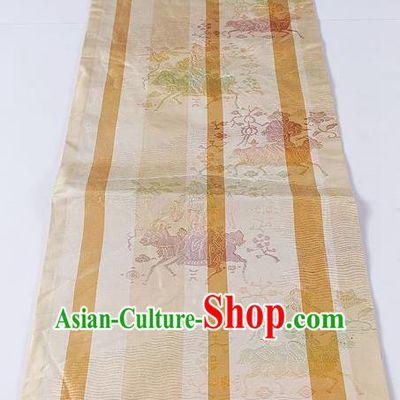 Asian Japanese Kimono Accessories Classical Ox Pattern Beige Brocade Belt Traditional Yukata Waistband for Women