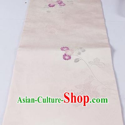 Asian Japanese Classical Daisy Pattern Pink Brocade Waistband Kimono Accessories Traditional Yukata Belt for Women