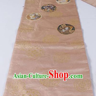 Asian Japanese Classical Sakura Pattern Pink Brocade Waistband Kimono Accessories Traditional Yukata Belt for Women