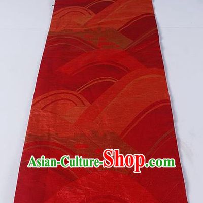 Asian Japanese Classical Pattern Purplish Red Brocade Waistband Kimono Accessories Traditional Yukata Belt for Women