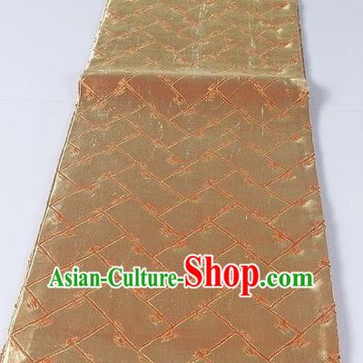 Asian Japanese Yukata Accessories Classical Plaid Pattern Golden Brocade Belt Japan Traditional Kimono Waistband for Women
