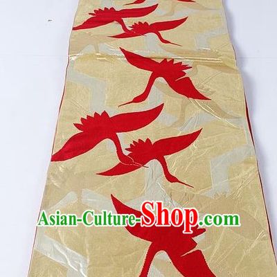 Asian Japanese Yukata Accessories Classical Swan Pattern Golden Brocade Belt Japan Traditional Kimono Waistband for Women
