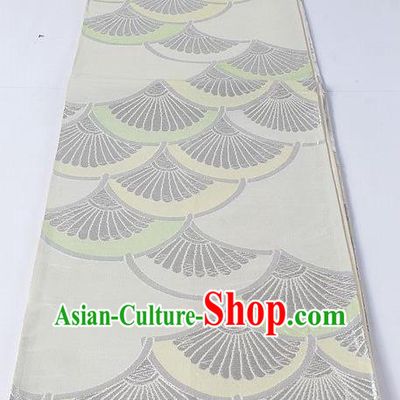 Asian Japanese Yukata Accessories Classical Pattern White Brocade Belt Japan Traditional Kimono Waistband for Women