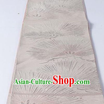 Asian Japanese Yukata Accessories Classical Albizia Flowers Pattern Pink Brocade Belt Japan Traditional Kimono Waistband for Women