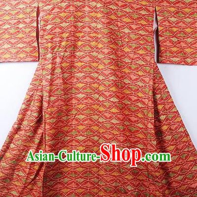 Asian Japanese Classical Pattern Red Yukata Traditional Japan Kimono Costume for Men