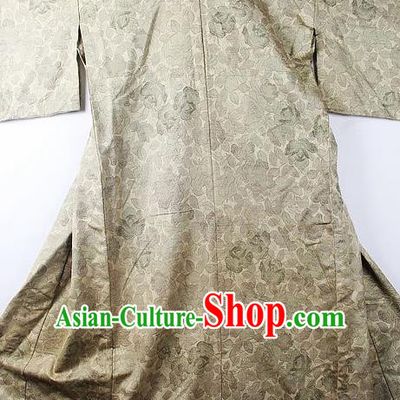 Asian Japanese Classical Roses Pattern Grey Yukata Traditional Japan Kimono Costume for Men