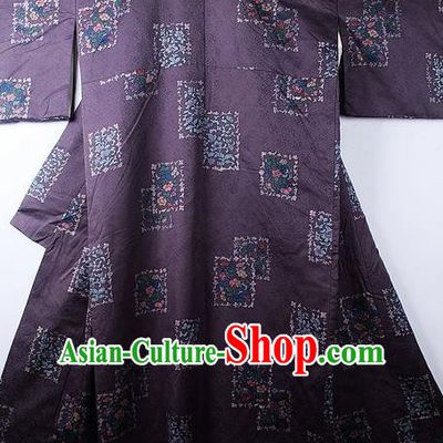 Asian Japanese Classical Pattern Purple Yukata Traditional Japan Kimono Costume for Men