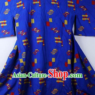 Asian Japanese Classical Pattern Deep Blue Yukata Traditional Japan Kimono Costume for Men