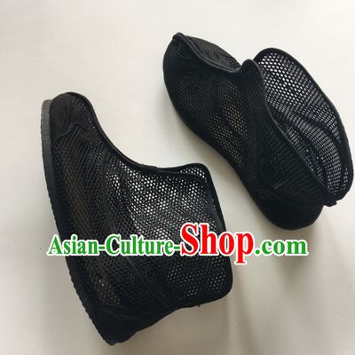 Ancient Chinese Style Mesh Black Boots for Men