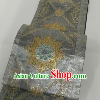Japanese Traditional Classical Pattern Grey Waistband Kimono Brocade Accessories Asian Japan Yukata Belt for Women