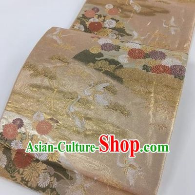 Japanese Traditional Classical Cornflower Pattern Pink Waistband Kimono Brocade Accessories Asian Japan Yukata Belt for Women