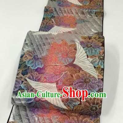 Japanese Traditional Classical Swan Pattern Waistband Kimono Brocade Accessories Asian Japan Yukata Belt for Women