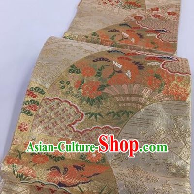 Japanese Traditional Classical Mandarin Duck Pattern Golden Waistband Kimono Brocade Accessories Asian Japan Yukata Belt for Women