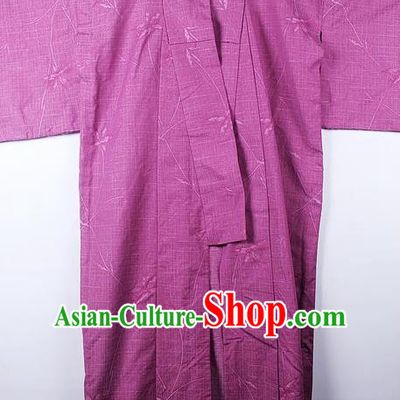 Asian Japanese Palace Pattern Amaranth Furisode Kimono Traditional Japan Yukata Dress for Women