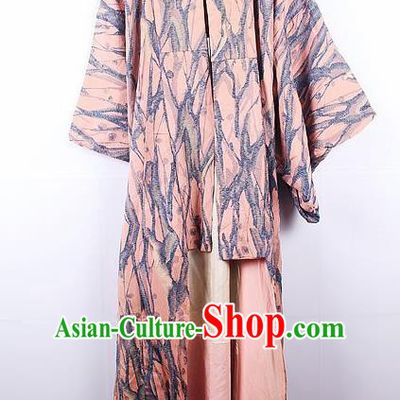 Asian Japanese Ceremony Palace Pink Kimono Traditional Japan Yukata Dress for Women